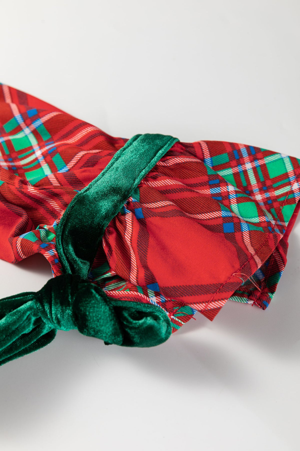 KaleaBoutique Comfortable Christmas Plaid Satin Pajama Set with Contrast Velvet Ties - KaleaBoutique.com
