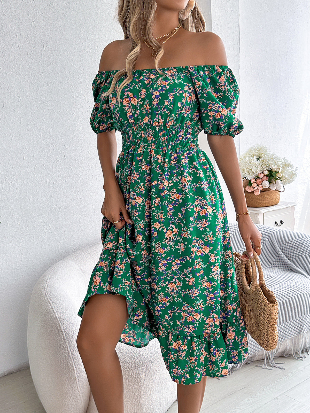 Floral Print Square Collar Dress Summer Fashion Ruffles Dresses Women's Clothing - KaleaBoutique.com