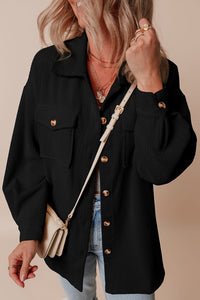 Corduroy Flap Pocket Button Up Shacket - KaleaBoutique.com