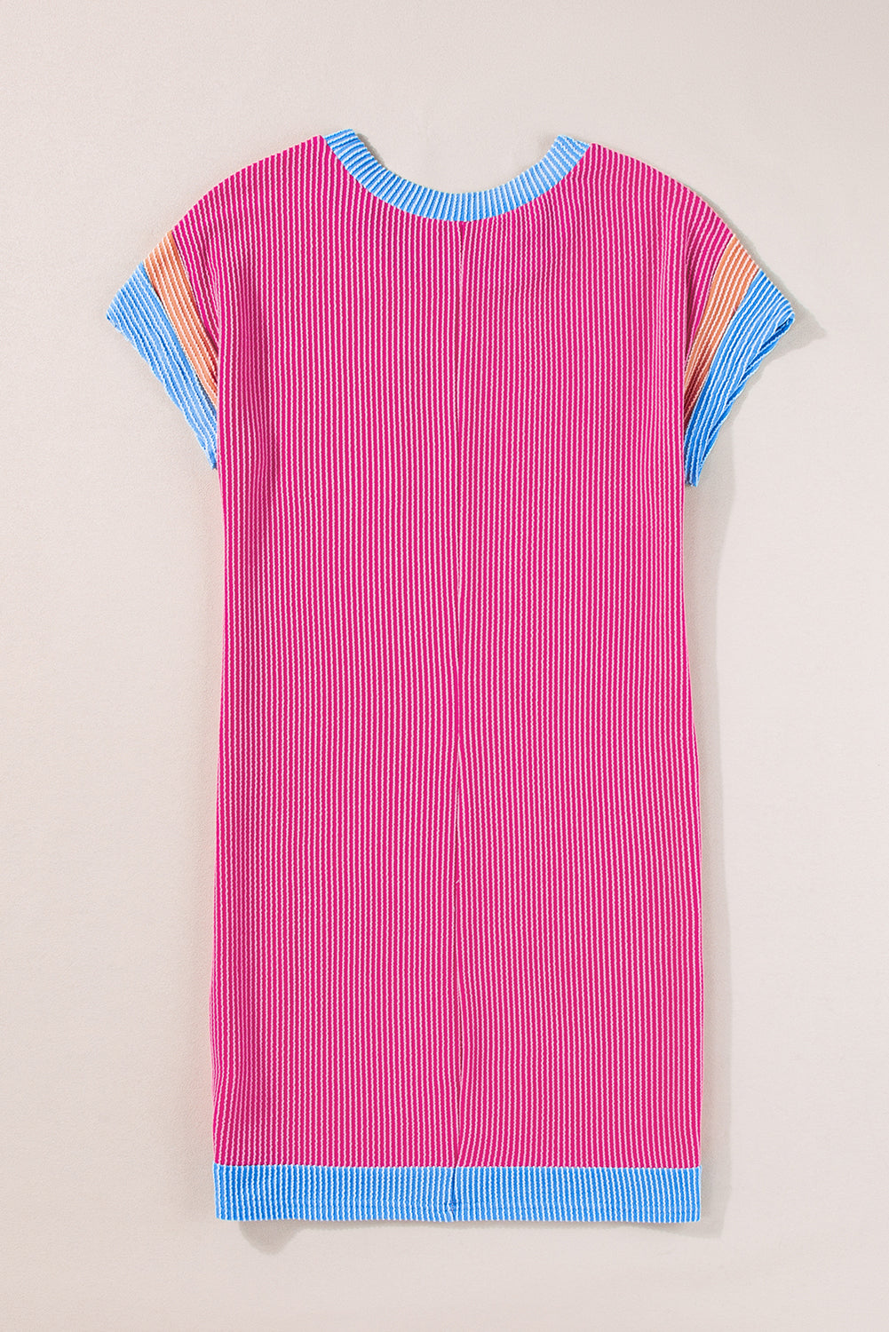 KaleaBoutique Stylish Textured Colorblock Edge Patched Pocket T Shirt Dress - KaleaBoutique.com