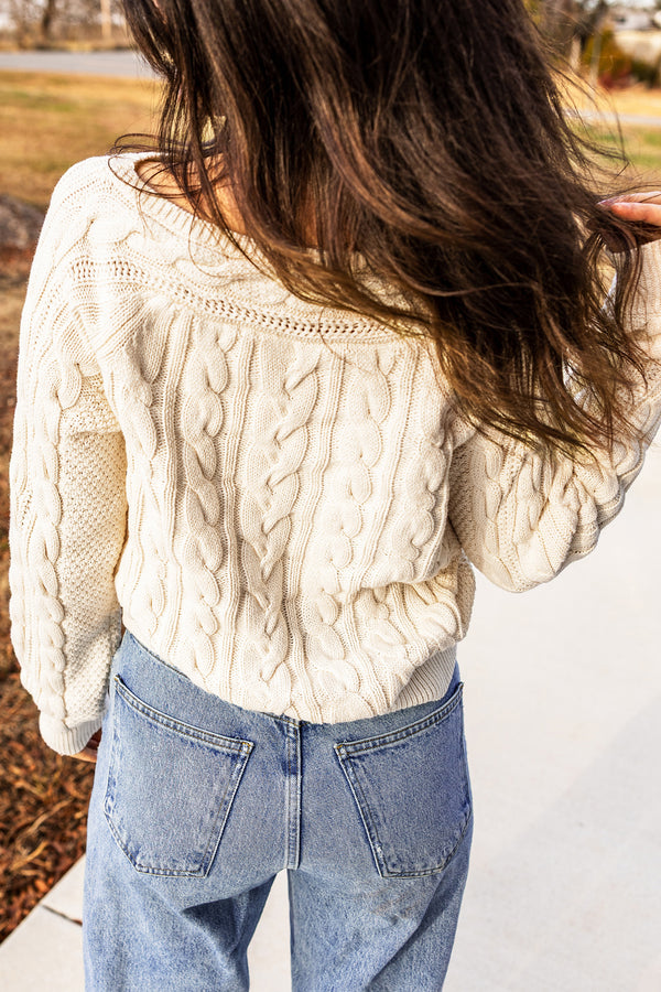 KaleaBoutique Drop Shoulder Round Neck Cable Knit Sweater - KaleaBoutique.com