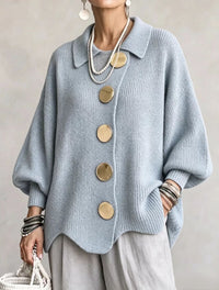 Button-down Cardigan Women's Fall Winter Lapel Button Knitted Jacket Long Sleeve Loose Fit Sweater Outerwear - KaleaBoutique.com