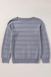 KaleaBoutique Boat Neck Drop Shoulder Pointelle Knit Sweater - KaleaBoutique.com