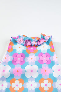 Floral Print Frilly Neck Sleeveless Tiered Maxi Dress - KaleaBoutique.com