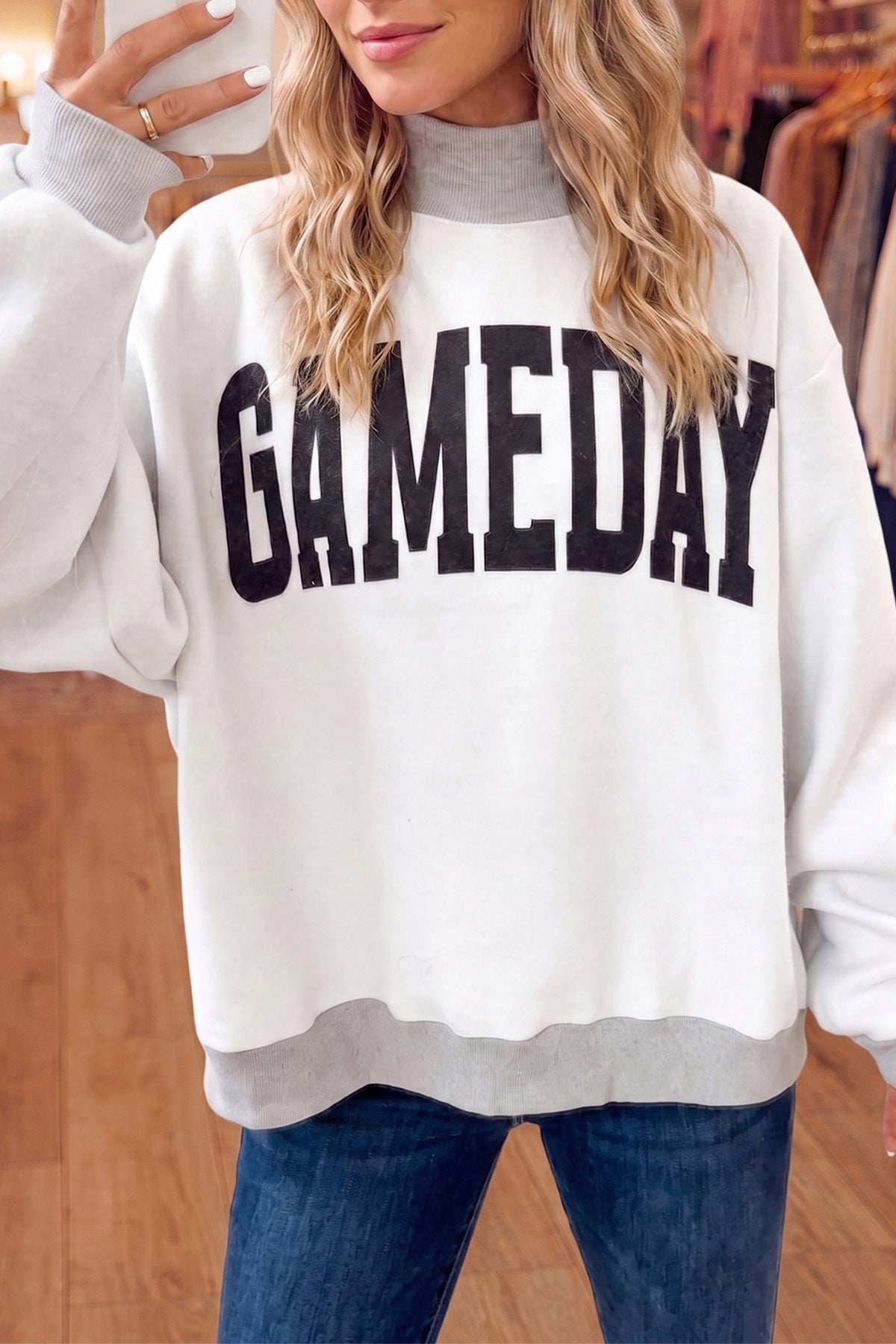 KaleaBoutique Stylish High Neck GAMEDAY/ FOOTBALL Double Side Printed Reversible Sweatshirt - KaleaBoutique.com