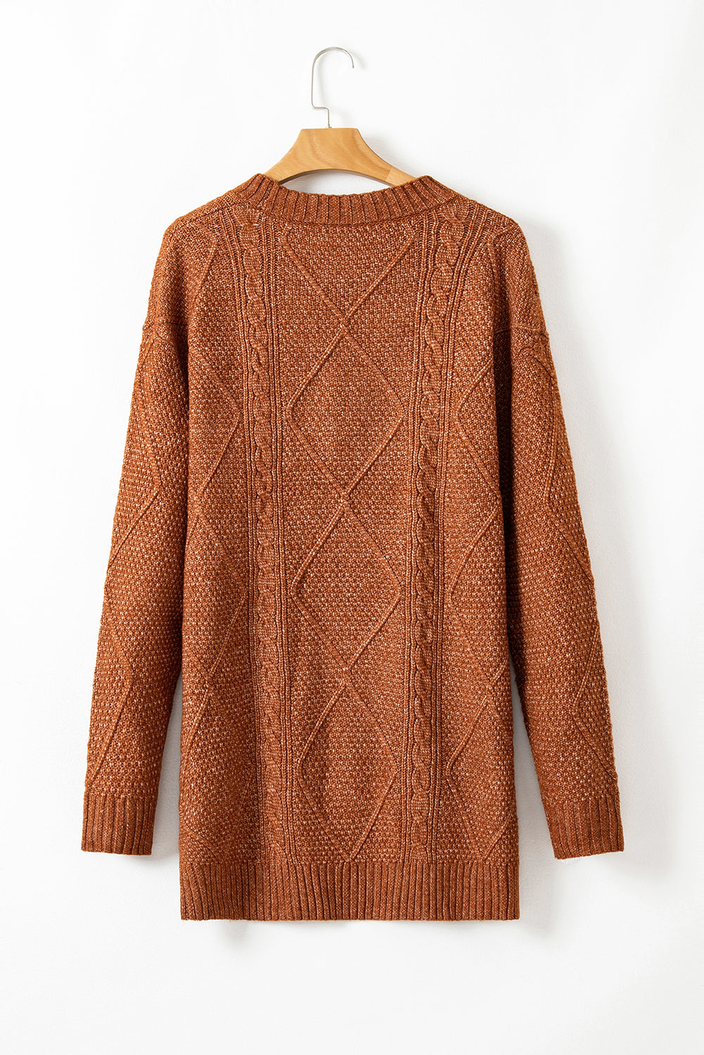 KaleaBoutique Stylish Cable Knit Drop Shoulder Loose Fit Sweater Dress - KaleaBoutique.com