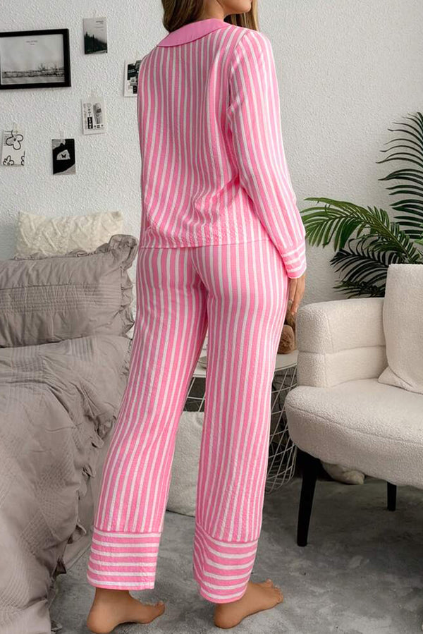 KaleaBoutique Comfortable Buttoned Front Long Sleeve Top and Pants 2 Piece Sleepwear - KaleaBoutique.com