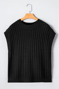 KaleaBoutique Comfortable Solid Color Round Neck Textured Short Sleeve Sweater - KaleaBoutique.com
