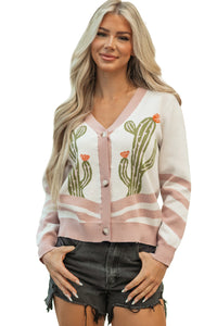 KaleaBoutique Stylish Desert Cactus Buttoned Front Sweater Cardigan - KaleaBoutique.com