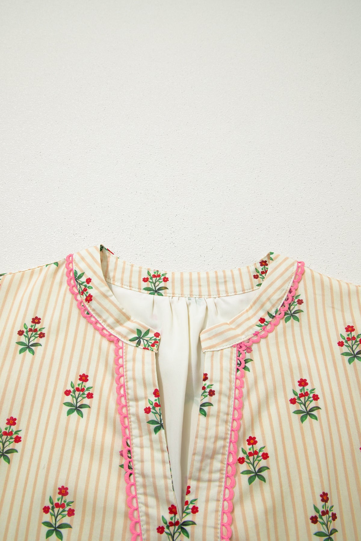 KaleaBoutique Comfortable Striped Floral Print Contrast Detail Ruffle Hem Short Dress - KaleaBoutique.com
