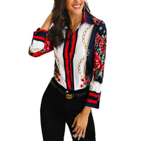 Women Floral Chain Print Elegant Blouse - KaleaBoutique.com