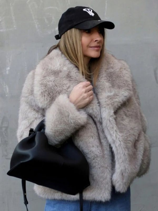 KaleaBoutique Women's Plush-Look Lapel Jacket - KaleaBoutique.com