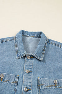 Multi Patched Pockets Side Tie up Boyfriend Style Denim Jacket - KaleaBoutique.com
