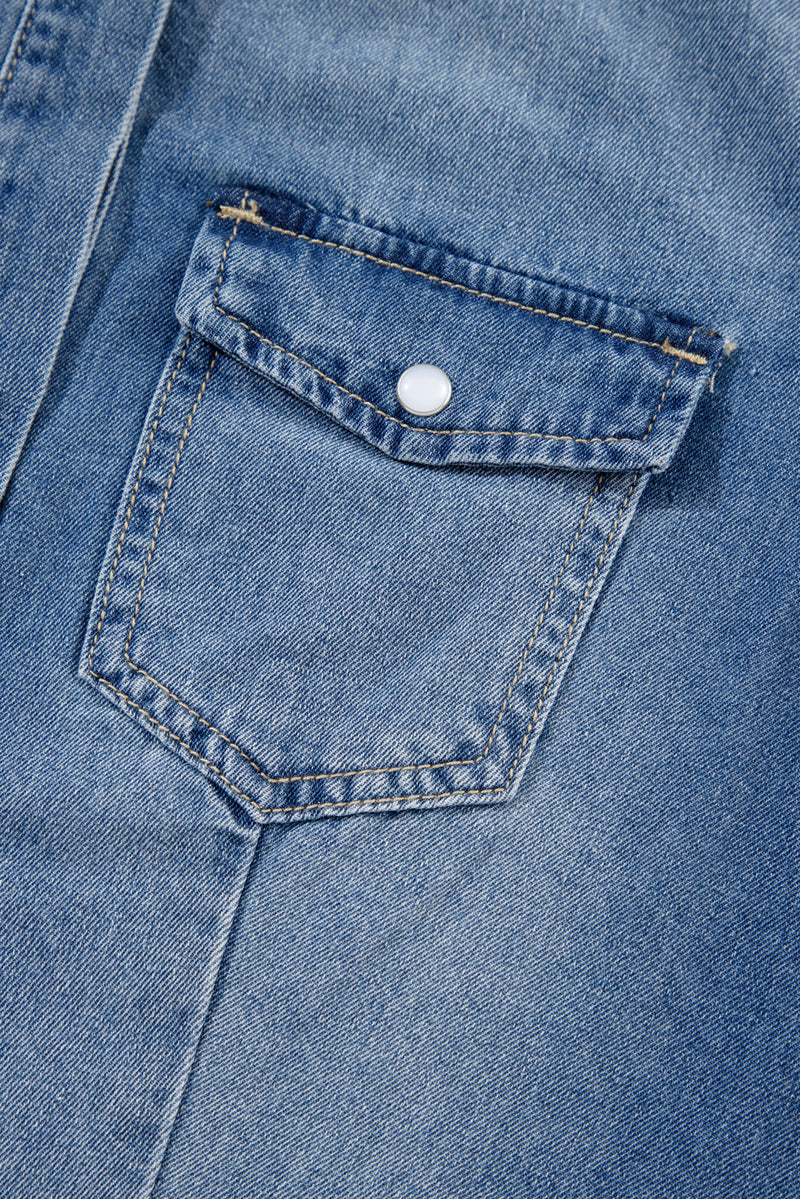 KaleaBoutique Flap Pockets Slim Buttoned Denim Shirt - KaleaBoutique.com
