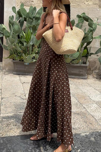 KaleaBoutique Stylish Polka Dot Print Square Neck Sleeveless Vacation Long Dress - KaleaBoutique.com