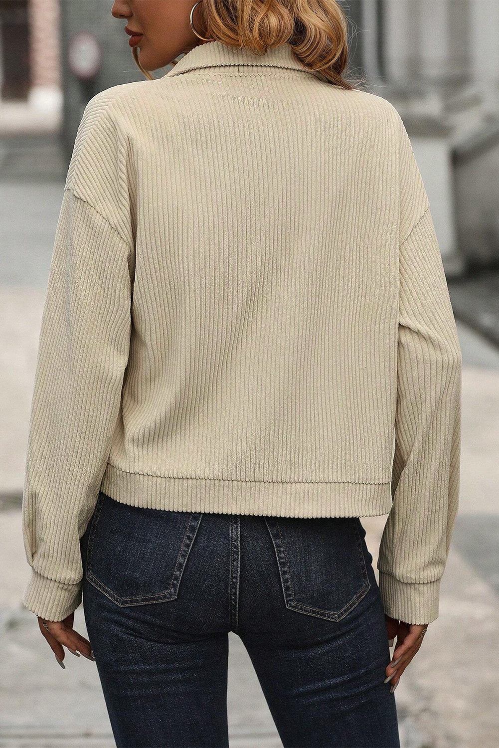 KaleaBoutique Flap Pockets Buttoned Turn Down Collar Corduroy Shacket - KaleaBoutique.com