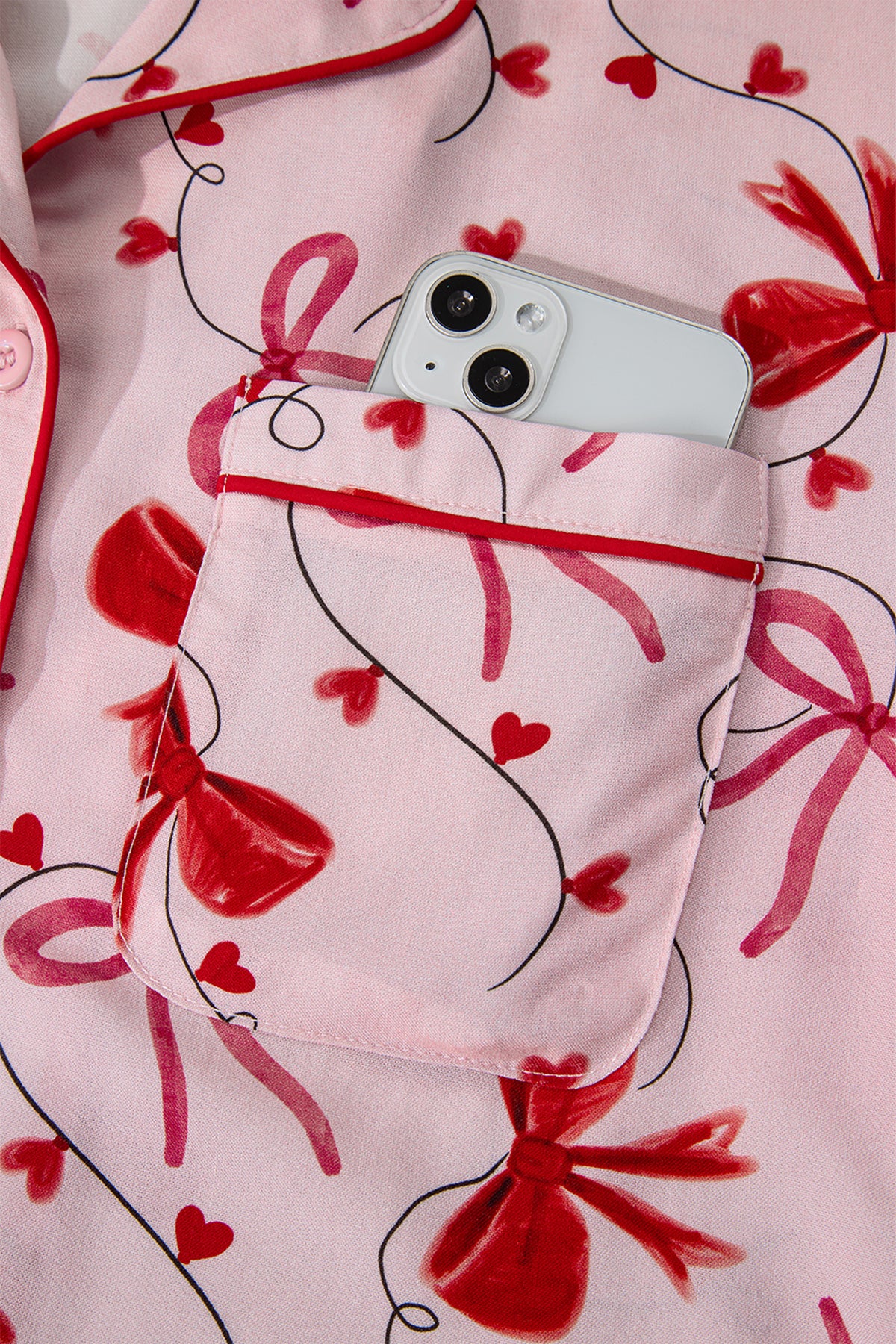 KaleaBoutique Comfortable Bow Print Valentine Long Sleeve Shirt Shorts 2 Pcs Pajama Set - KaleaBoutique.com