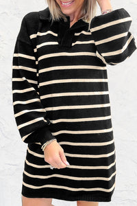 KaleaBoutique Stylish Polo Collar Puff Sleeve Sweater Mini Dress - KaleaBoutique.com