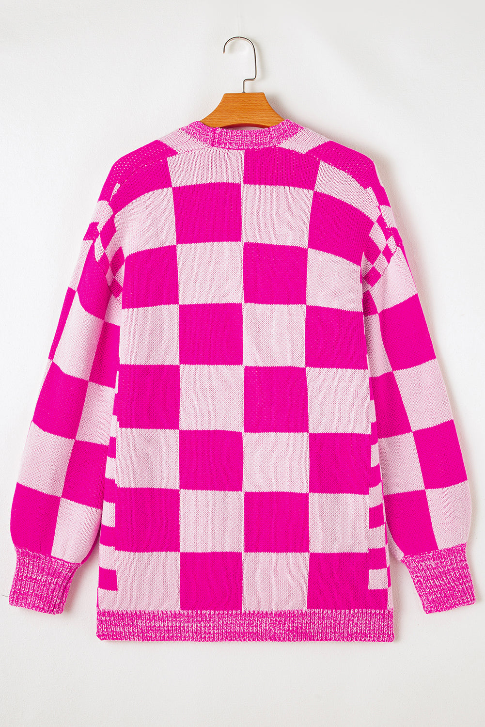 KaleaBoutique Stylish Checkered Printed Ribbed Trim Open Front Cardigan - KaleaBoutique.com