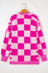 KaleaBoutique Stylish Checkered Printed Ribbed Trim Open Front Cardigan - KaleaBoutique.com