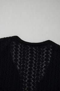 Hollow Out Knit Drop Shoulder Open Front Cardigan - KaleaBoutique.com