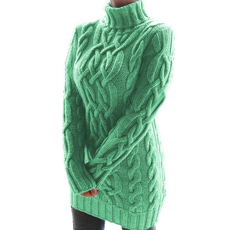 Women's Cable-Knit Turtleneck Sweater Dress - KaleaBoutique.com