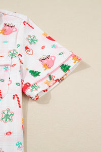 KaleaBoutique Stylish Christmas Spirit Cute Holiday Print Short Sleeve Shirt and Pants 2pcs Pajama Set - KaleaBoutique.com