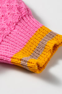 Striped Colorblock Texture Drop Shoulder Sweater - KaleaBoutique.com