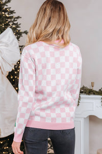 KaleaBoutique Comfortable Checkered Christmas Tree Pattern Button V Neck Cardigan Sweater - KaleaBoutique.com