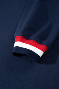 KaleaBoutique Comfortable USA Slogan Patch Embroidery Colorblock High Neck Long Sleeve Sweatshirt - KaleaBoutique.com