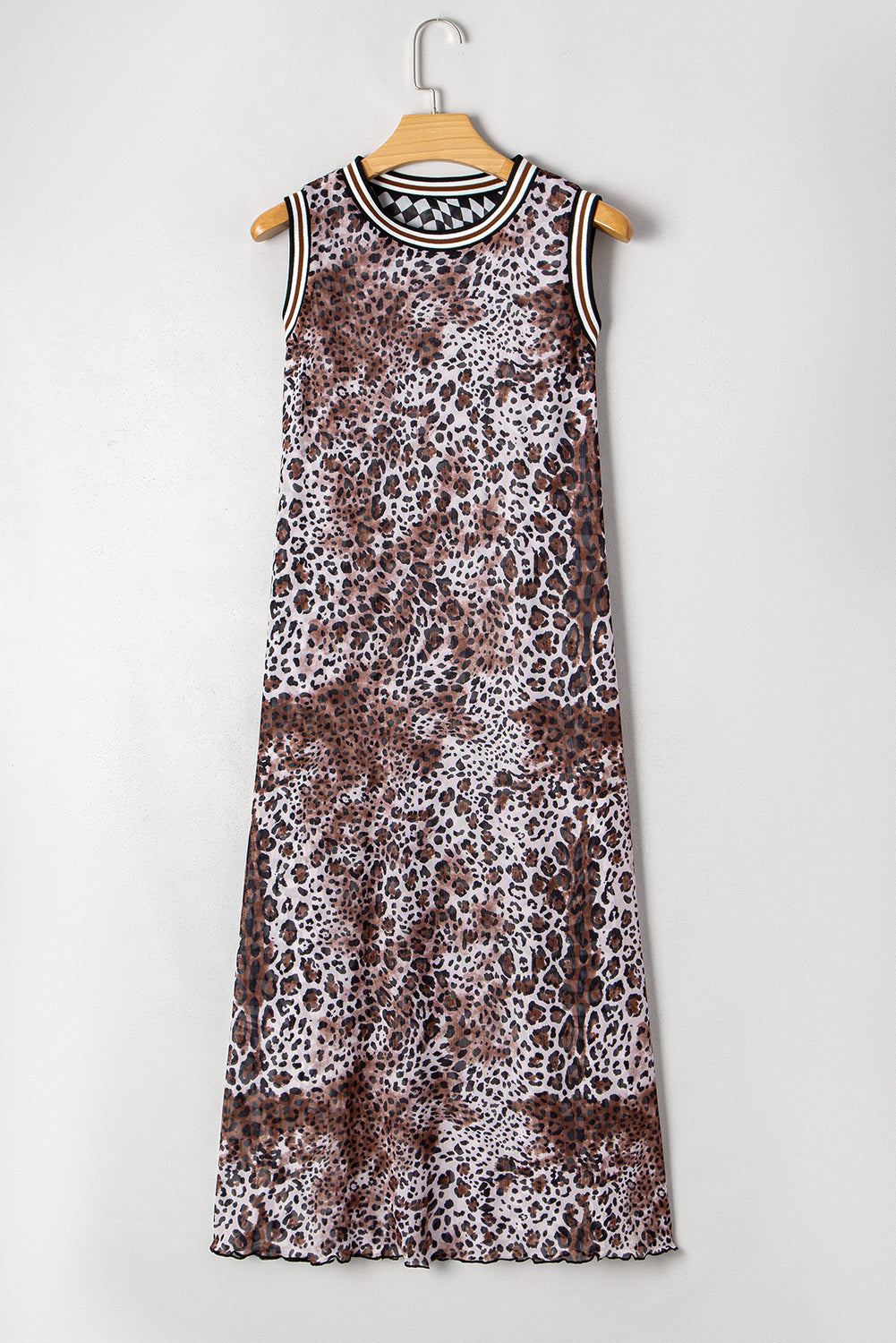 KaleaBoutique Stylish Beautiful Leopard Checkered Double Printed Reversible Sleeveless Long Dress - KaleaBoutique.com