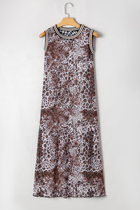 KaleaBoutique Stylish Beautiful Leopard Checkered Double Printed Reversible Sleeveless Long Dress - KaleaBoutique.com