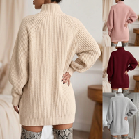 Women's Mock-Neck Raglan-Sleeve Knit Sweater Dress - KaleaBoutique.com