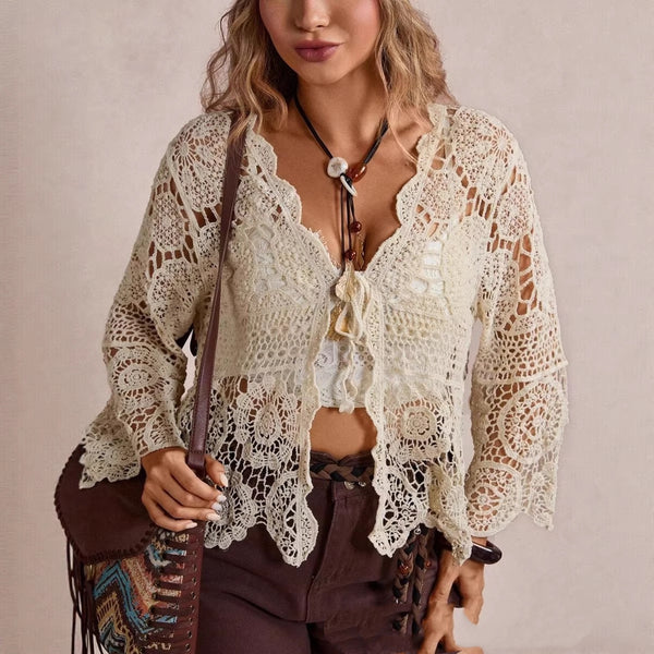 KaleaBoutique Women's Crochet Cutout Blouse - KaleaBoutique.com