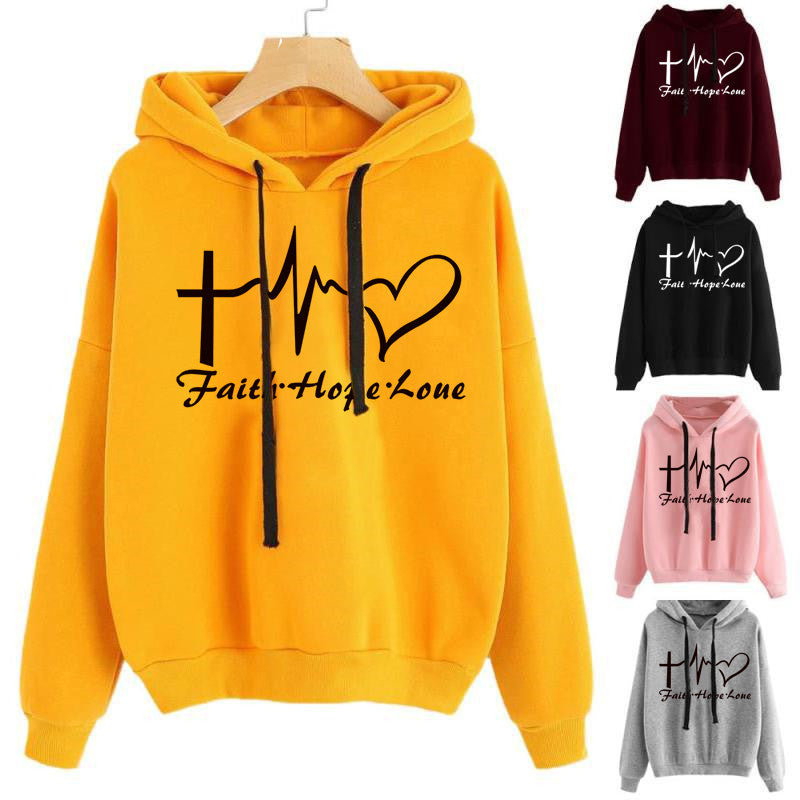 Women's Faith Hope Love Graphic Pullover Hoodie - KaleaBoutique.com