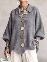 Button-down Cardigan Women's Fall Winter Lapel Button Knitted Jacket Long Sleeve Loose Fit Sweater Outerwear - KaleaBoutique.com