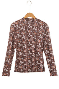 KaleaBoutique Stylish Polka Dot Bow Football Print Long Sleeve Mesh Top - KaleaBoutique.com