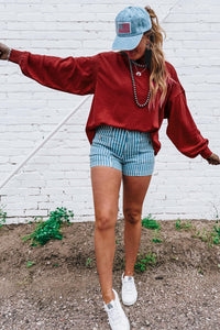 KaleaBoutique Stylish Ribbed Detail Drop Shoulder Cutout Back Sweatshirt - KaleaBoutique.com