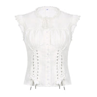 Lace Patchwork Round Neck Shirt For Women - KaleaBoutique.com