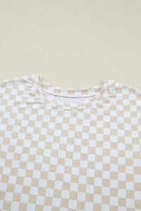 KaleaBoutique Comfortable Checkered Print Half Sleeve Tee 2pcs Lounge Pant Set - KaleaBoutique.com