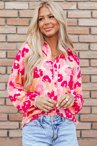 KaleaBoutique Blooming Floral Print Puff Sleeve Buttoned Shirt - KaleaBoutique.com