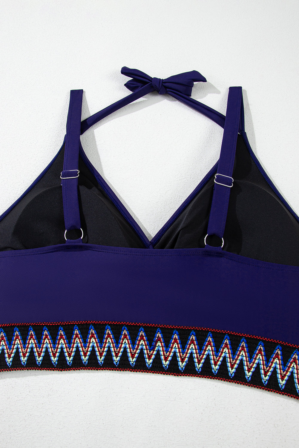 Embroidered Trim Wrap Tie Knot Plus Size High Waisted Bikini - KaleaBoutique.com