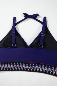 Embroidered Trim Wrap Tie Knot Plus Size High Waisted Bikini - KaleaBoutique.com