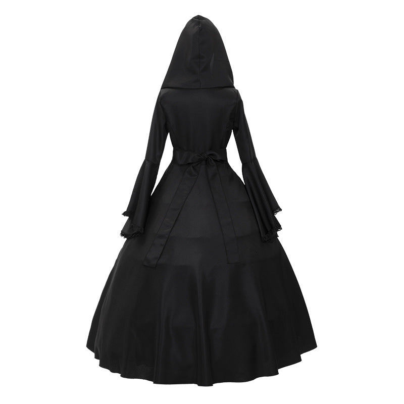 Halloween Medieval Retro Gothic Plus Size Trumpet Sleeve Stage Party Dress - KaleaBoutique.com