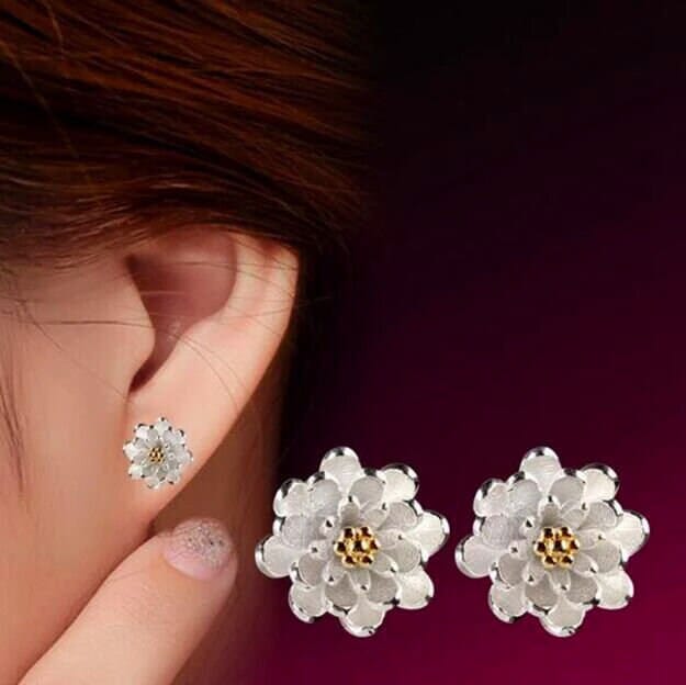 S925 Silver Floral Minimalist Studs, Bridal Bridesmaid Flower Studs, Flower Girl Silver Earrings - KaleaBoutique.com