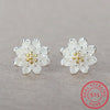 S925 Silver Floral Minimalist Studs, Bridal Bridesmaid Flower Studs, Flower Girl Silver Earrings - KaleaBoutique.com