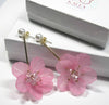 White Flower Bridal Ear Jacket Studs, Floral Wedding Earrings, Gold 2-in-1 Dangle Ear Jacket Earrings, Pink or White - KaleaBoutique.com