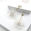 White Flower Bridal Ear Jacket Studs, Floral Wedding Earrings, Gold 2-in-1 Dangle Ear Jacket Earrings, Pink or White - KaleaBoutique.com