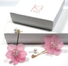 White Flower Bridal Ear Jacket Studs, Floral Wedding Earrings, Gold 2-in-1 Dangle Ear Jacket Earrings, Pink or White - KaleaBoutique.com