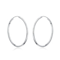 925 Sterling Silver Endless Hoop Earrings 50MM or 60MM, Bridal Fine Jewelry Hollow Tube Hoop Earrings - KaleaBoutique.com